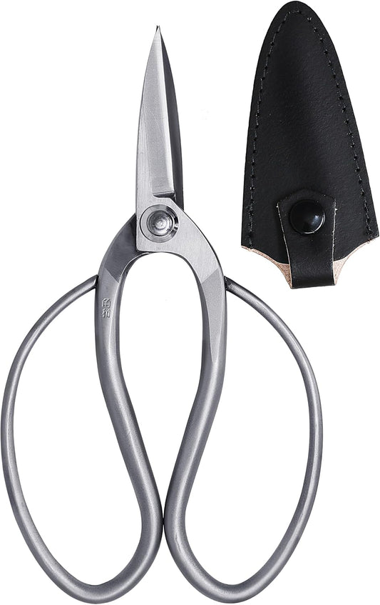 Bonsai Scissors Made in Japan 7.5", Japanese Stainless Steel Blade, Traditional Bonsai Shears for Pruning and Trimming