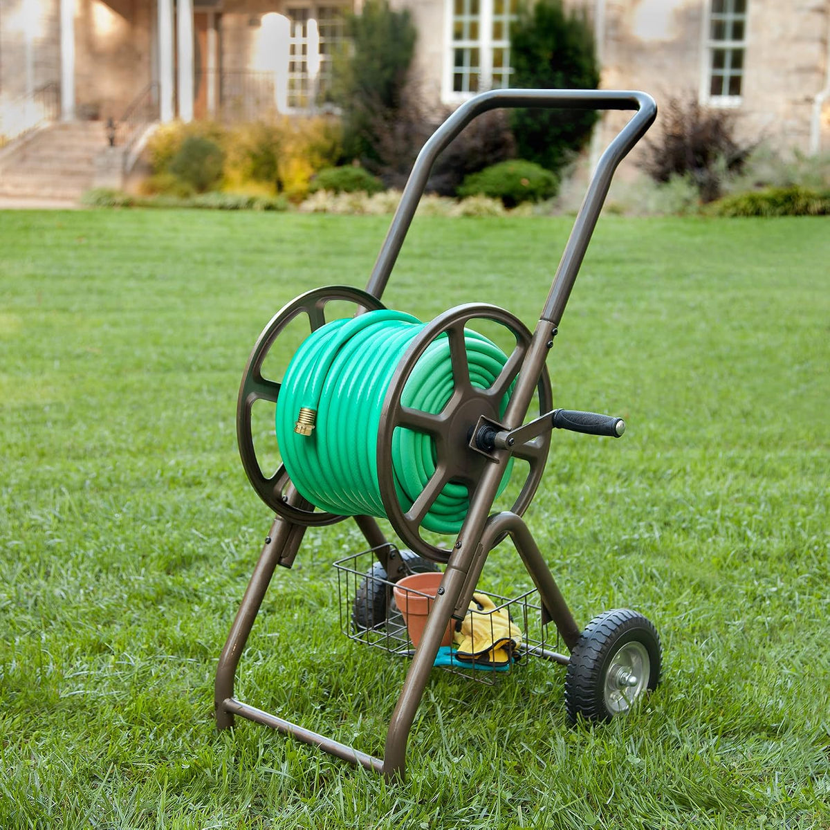 302 Two Wheel Hose Cart, Bronze