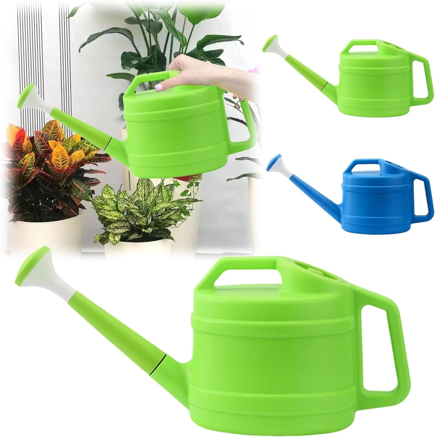 1 Gallon Watering Can for Plants, Garden Water Can with Detachable Long Spout, Easy-Pour Plastic Watering Can for Indoor Outdoor Use in Patio Lawn (Blue)