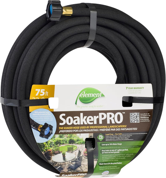 Element SoakerPRO Soaker Hose, 75' Length, 3/8" Diameter, Black