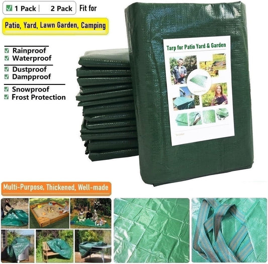 7x7 Ft Yard Garden Leaf Tarp W/ 4 Handles Waterproof Tarp for Sandbox Cover,Outdoor Tarpaulin,Lawn Debris,Landscape Pruning,Leaf Hauler,Tent Footprint,Camping Tent Mat,Patio Table,Yard Fire Pit Cover