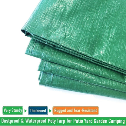 7x7 Ft Yard Garden Leaf Tarp W/ 4 Handles Waterproof Tarp for Sandbox Cover,Outdoor Tarpaulin,Lawn Debris,Landscape Pruning,Leaf Hauler,Tent Footprint,Camping Tent Mat,Patio Table,Yard Fire Pit Cover
