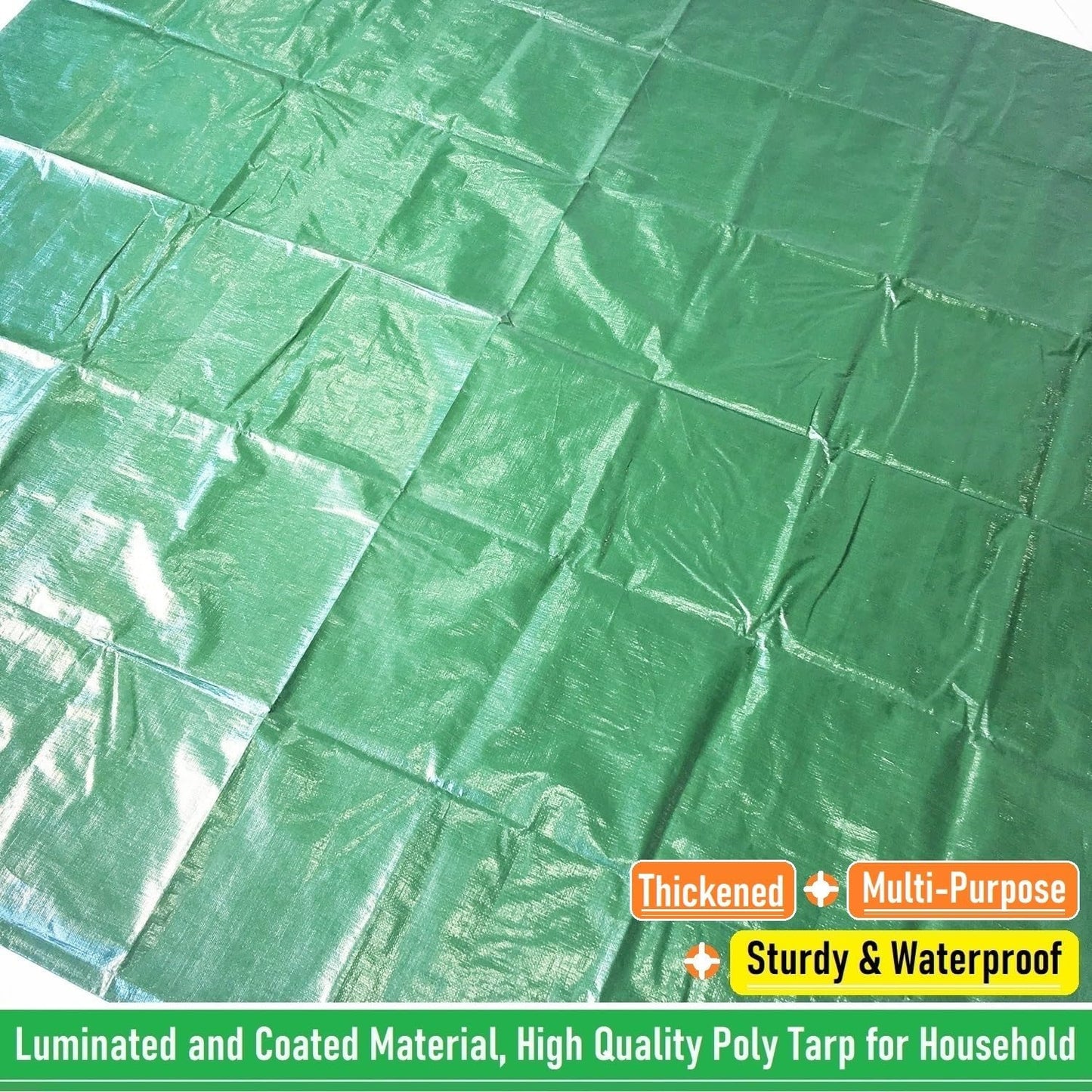 7x7 Ft Yard Garden Leaf Tarp W/ 4 Handles Waterproof Tarp for Sandbox Cover,Outdoor Tarpaulin,Lawn Debris,Landscape Pruning,Leaf Hauler,Tent Footprint,Camping Tent Mat,Patio Table,Yard Fire Pit Cover
