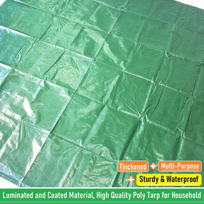 7x7 Ft Yard Garden Leaf Tarp W/ 4 Handles Waterproof Tarp for Sandbox Cover,Outdoor Tarpaulin,Lawn Debris,Landscape Pruning,Leaf Hauler,Tent Footprint,Camping Tent Mat,Patio Table,Yard Fire Pit Cover