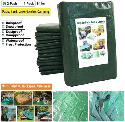 7x7 Ft Yard Garden Leaf Tarp W/ 4 Handles Waterproof Tarp for Sandbox Cover,Outdoor Tarpaulin,Lawn Debris,Landscape Pruning,Leaf Hauler,Tent Footprint,Camping Tent Mat,Patio Table,Yard Fire Pit Cover