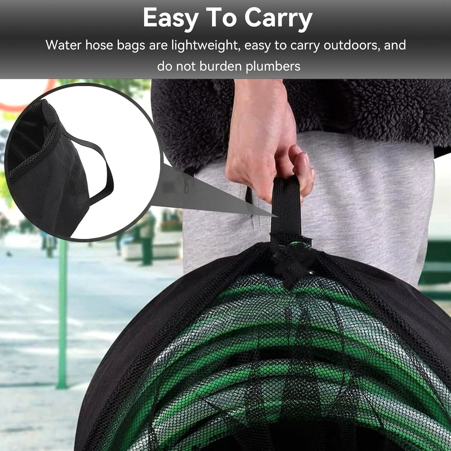 Rv Hose Storage Bag, Garden Hose Holder Storage Bag Rv Cable Storage Carry Organizer Water Hose Bag Nylon Electrical Cords Cable Storage Carry Bag （15.7 * 12.2in