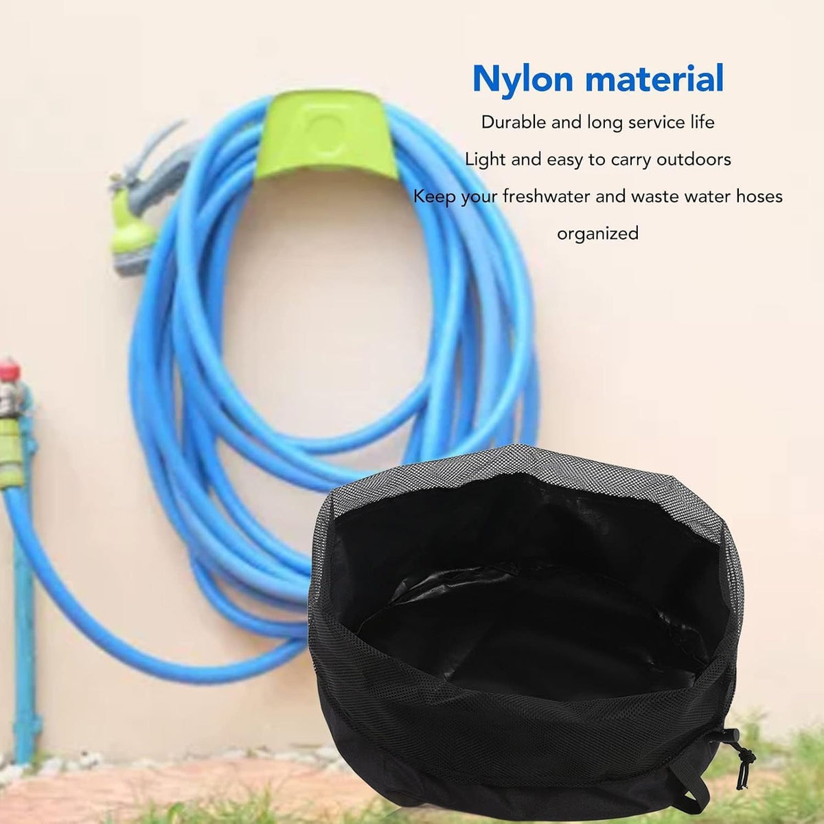 Rv Hose Storage Bag, Garden Hose Holder Storage Bag Rv Cable Storage Carry Organizer Water Hose Bag Nylon Electrical Cords Cable Storage Carry Bag （15.7 * 12.2in
