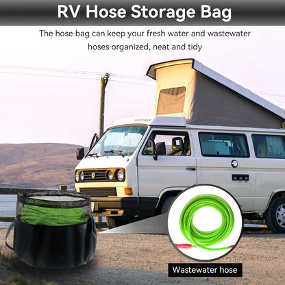 Rv Hose Storage Bag, Garden Hose Holder Storage Bag Rv Cable Storage Carry Organizer Water Hose Bag Nylon Electrical Cords Cable Storage Carry Bag （15.7 * 12.2in