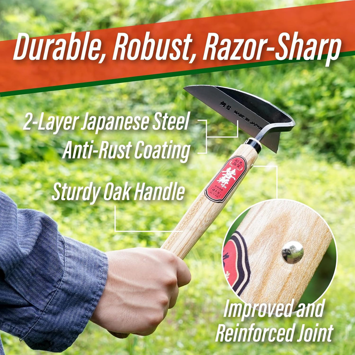Nejiri Kama Weeding Sickle 13"- Japanese Hand Hoe Weed Puller Tool