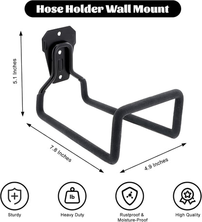 2 Pack Garden Hose Holder Wall Mounted, Heavy Duty Metal Water Hose Hanger