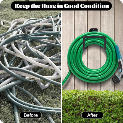 2 Pack Garden Hose Holder Wall Mounted, Heavy Duty Metal Water Hose Hanger
