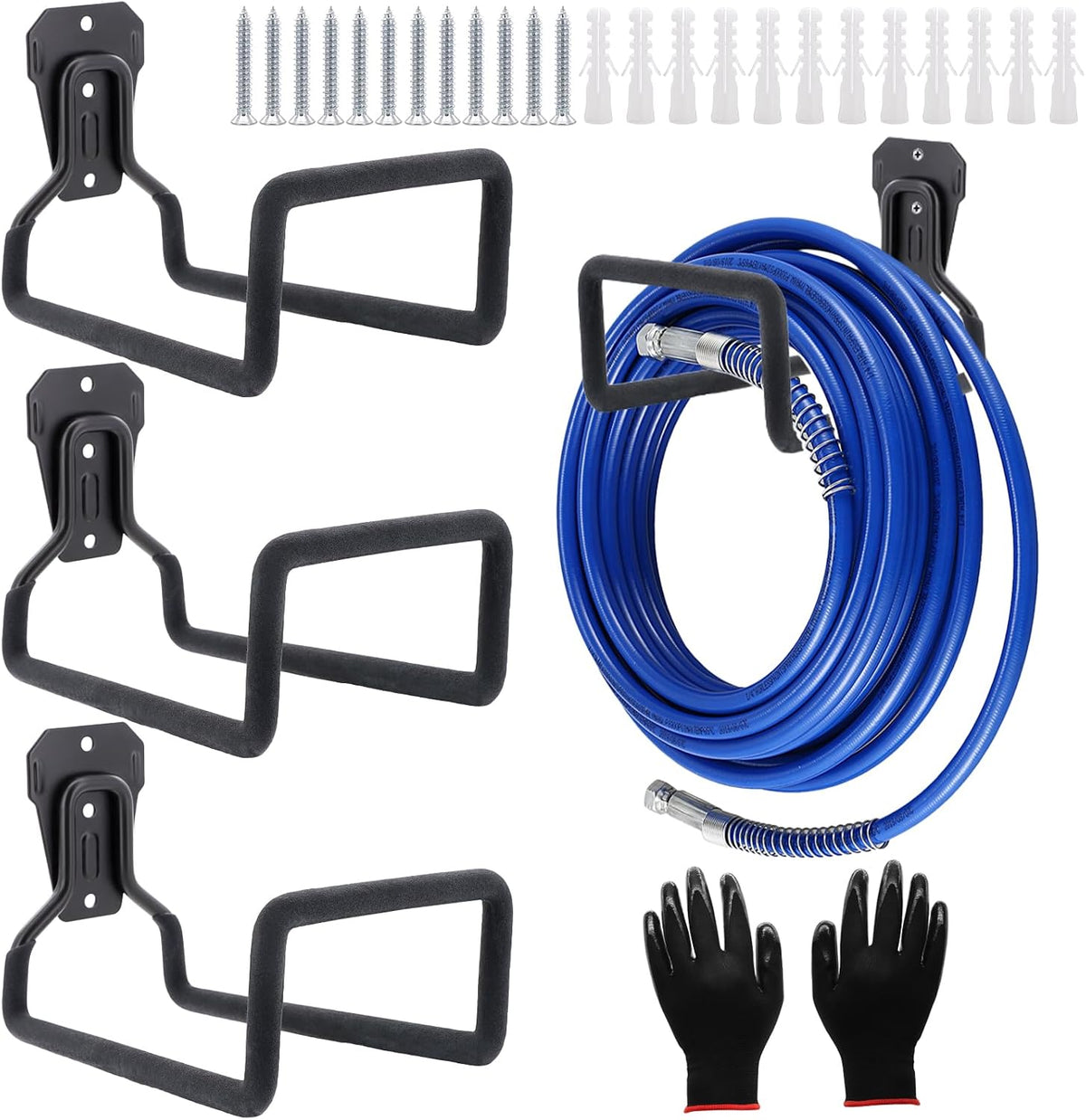 2 Pack Garden Hose Holder Wall Mounted, Heavy Duty Metal Water Hose Hanger