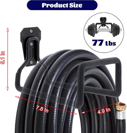 2 Pack Garden Hose Holder Wall Mounted, Heavy Duty Metal Water Hose Hanger