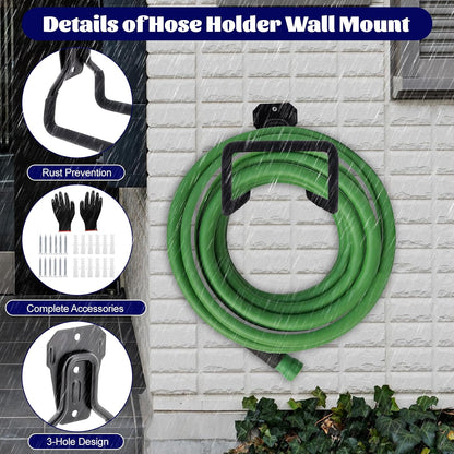 2 Pack Garden Hose Holder Wall Mounted, Heavy Duty Metal Water Hose Hanger