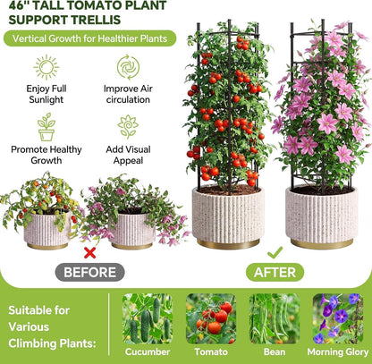 46 Inch Heavy Duty Metal Tomato Cage for Garden - 3 Pack Metal Steel Tomato Cages, Panel-Assembled Garden Trellis, Flexible Shapes Plant Support Set, Rustproof Stackable Trellis for Climbing Plants