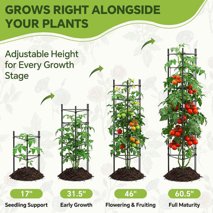 46 Inch Heavy Duty Metal Tomato Cage for Garden - 3 Pack Metal Steel Tomato Cages, Panel-Assembled Garden Trellis, Flexible Shapes Plant Support Set, Rustproof Stackable Trellis for Climbing Plants