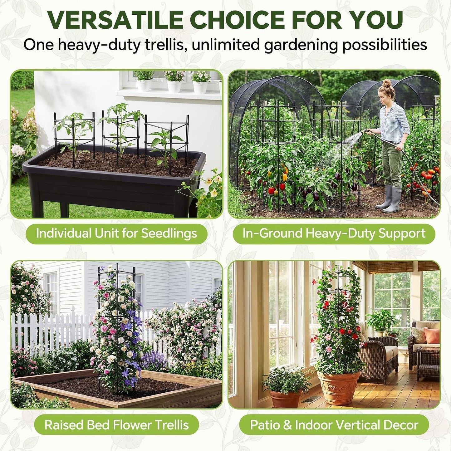 46 Inch Heavy Duty Metal Tomato Cage for Garden - 3 Pack Metal Steel Tomato Cages, Panel-Assembled Garden Trellis, Flexible Shapes Plant Support Set, Rustproof Stackable Trellis for Climbing Plants