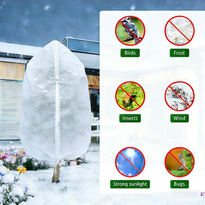 Plant Covers Freeze Protection-78"W x 95"H Extra Large Frost Blankets for Outdoor Plants, 2.4oz/yd² Heavy-Duty Christmas Tree Covers with Zipper & Drawstring – Reusable Winter Plant Freeze Cloth