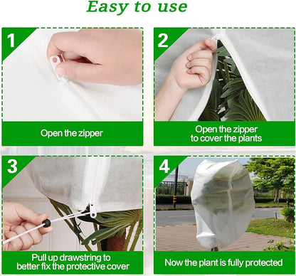 Plant Covers Freeze Protection-78"W x 95"H Extra Large Frost Blankets for Outdoor Plants, 2.4oz/yd² Heavy-Duty Christmas Tree Covers with Zipper & Drawstring – Reusable Winter Plant Freeze Cloth
