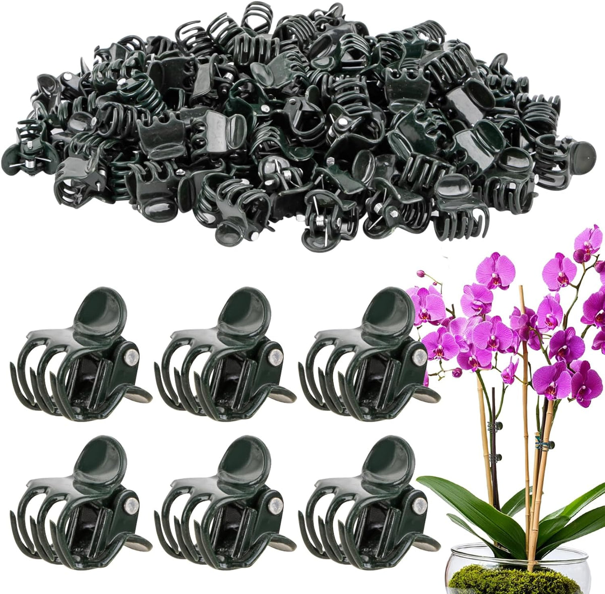 200 PCS Plant Clips - Orchid Clips for Vines, Stakes and Trellises