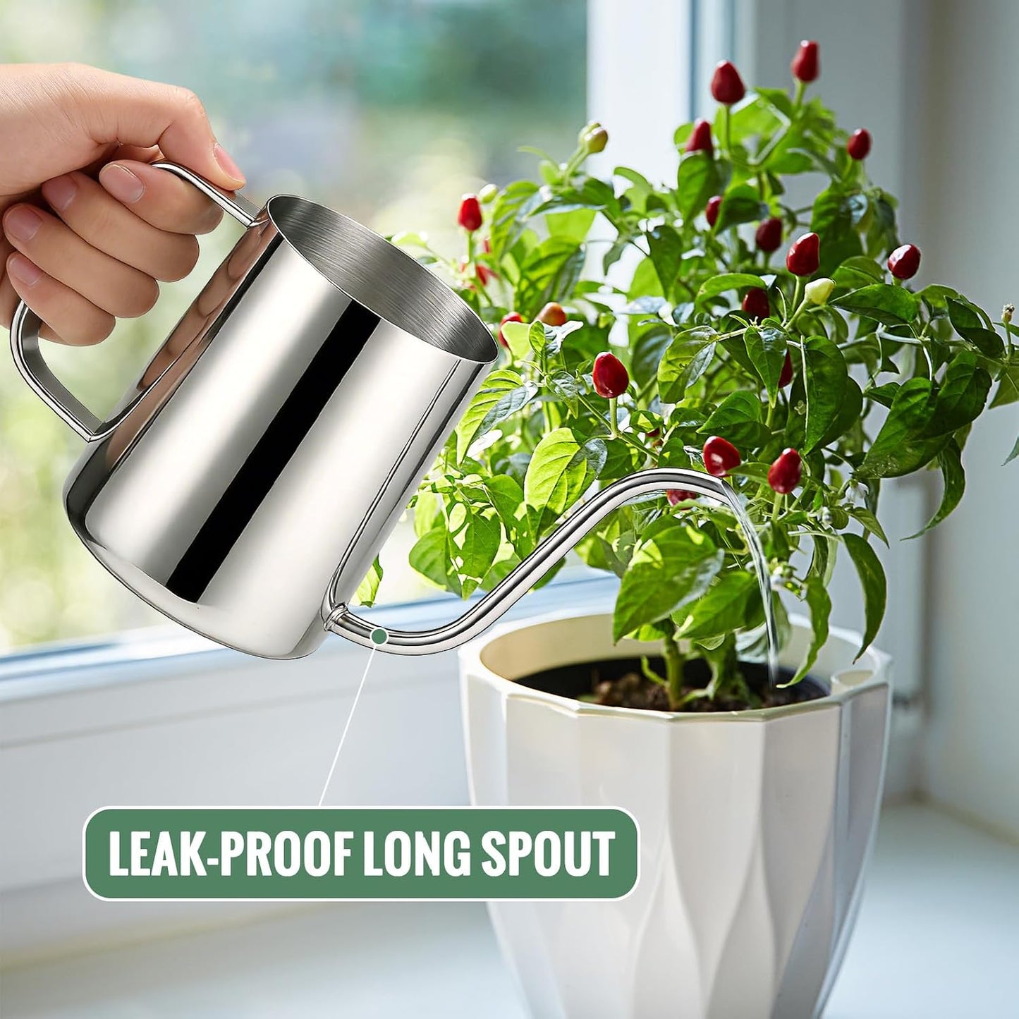 Small Watering Can for Indoor Plants - 20 oz Mini Indoor Watering Can with Long Spout Gooseneck Rust-Proof Stainless Steel Tiny Watering Kettle for Small Plants