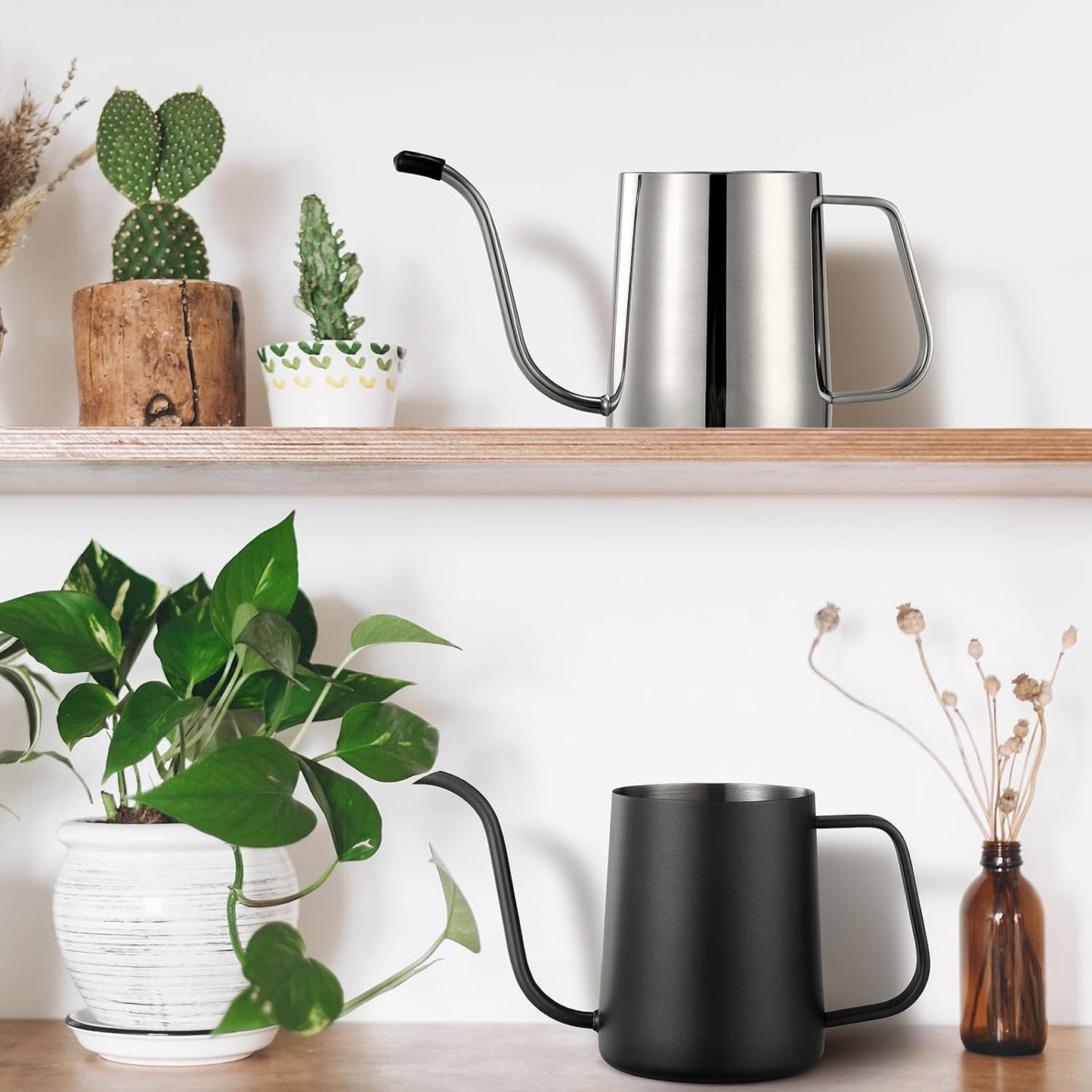 Small Watering Can for Indoor Plants - 20 oz Mini Indoor Watering Can with Long Spout Gooseneck Rust-Proof Stainless Steel Tiny Watering Kettle for Small Plants