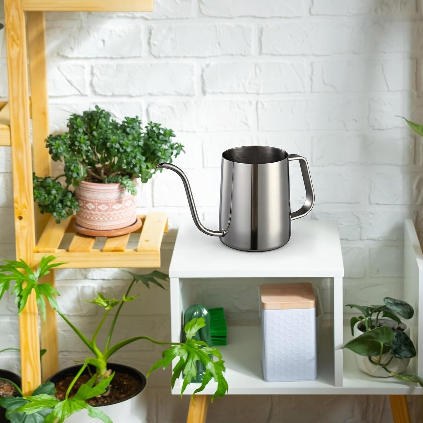 Small Watering Can for Indoor Plants - 20 oz Mini Indoor Watering Can with Long Spout Gooseneck Rust-Proof Stainless Steel Tiny Watering Kettle for Small Plants
