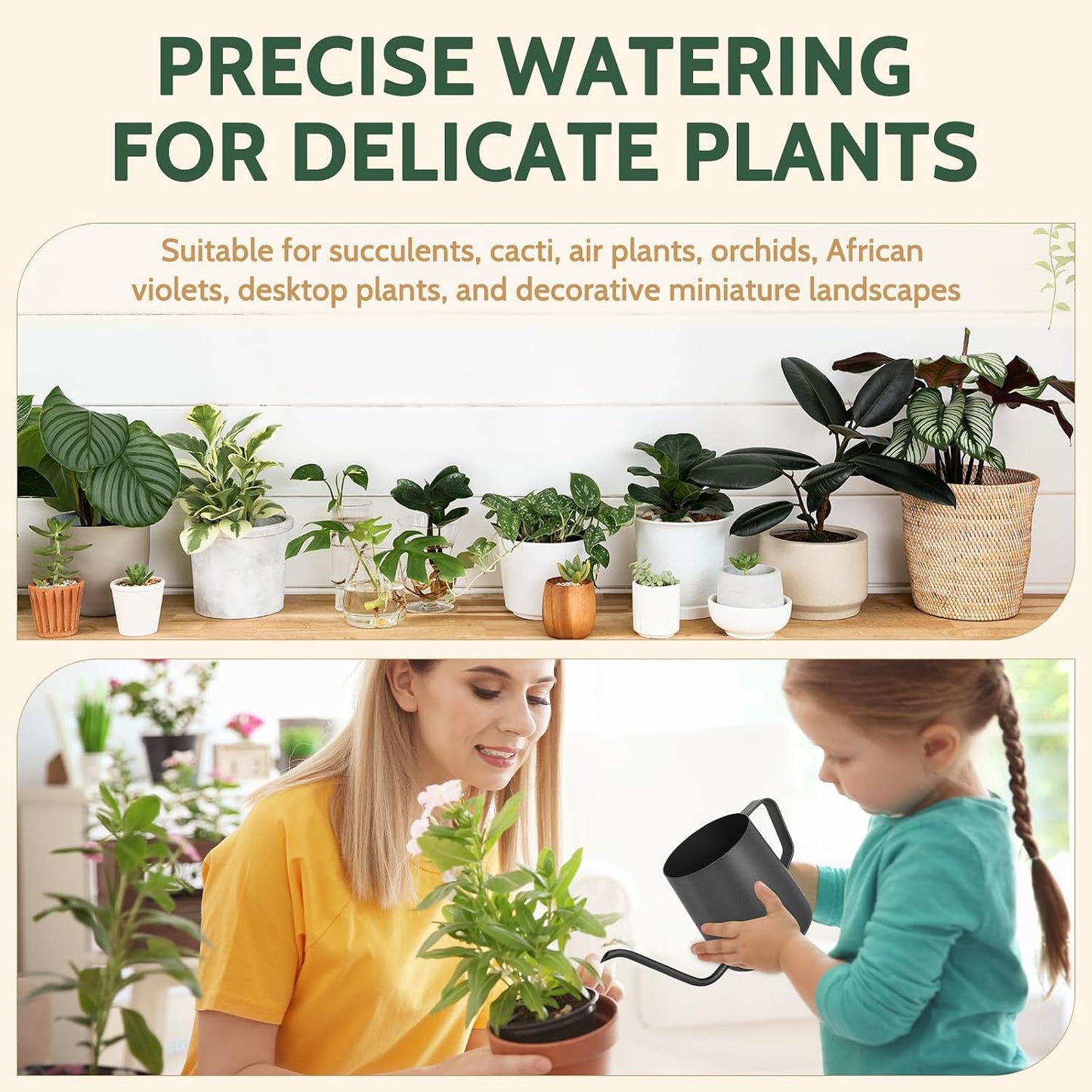Small Watering Can for Indoor Plants - 20 oz Mini Indoor Watering Can with Long Spout Gooseneck Rust-Proof Stainless Steel Tiny Watering Kettle for Small Plants