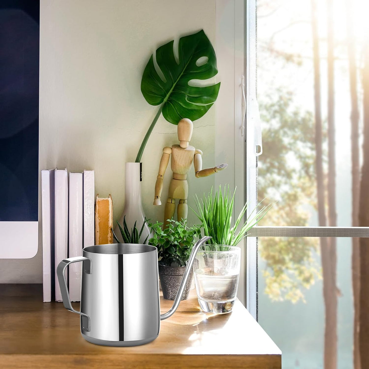 Small Watering Can for Indoor Plants - 20 oz Mini Indoor Watering Can with Long Spout Gooseneck Rust-Proof Stainless Steel Tiny Watering Kettle for Small Plants