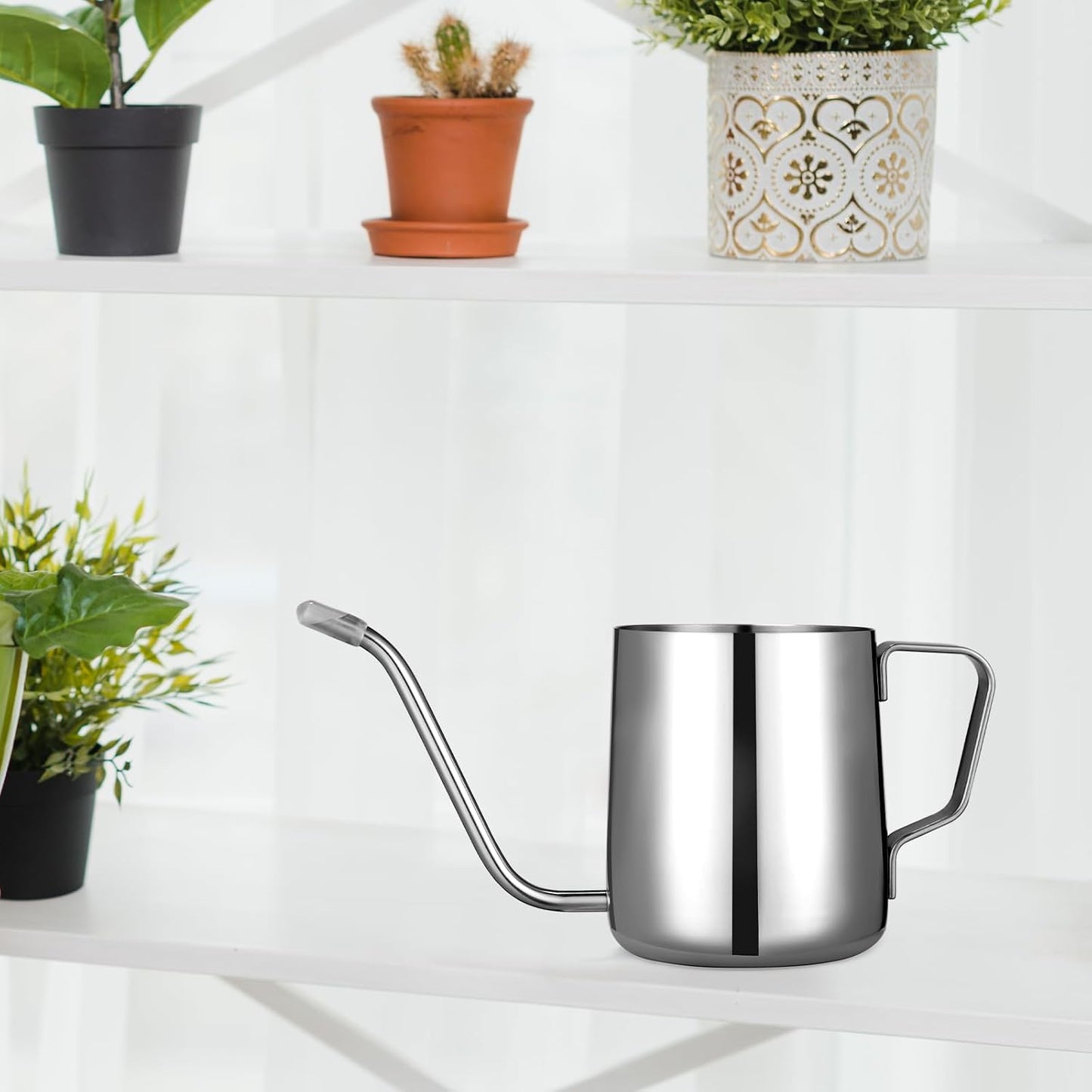 Small Watering Can for Indoor Plants - 20 oz Mini Indoor Watering Can with Long Spout Gooseneck Rust-Proof Stainless Steel Tiny Watering Kettle for Small Plants