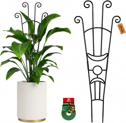 32.6in Plant Trellis for Climbing Plants Indoor Outdoor, Expandable Large Metal Garden Trellis for Potted Plants, Heavy-Duty Tall Pothos Plant Climber Support for Ivy Pothos Hoya Monstera, 2P