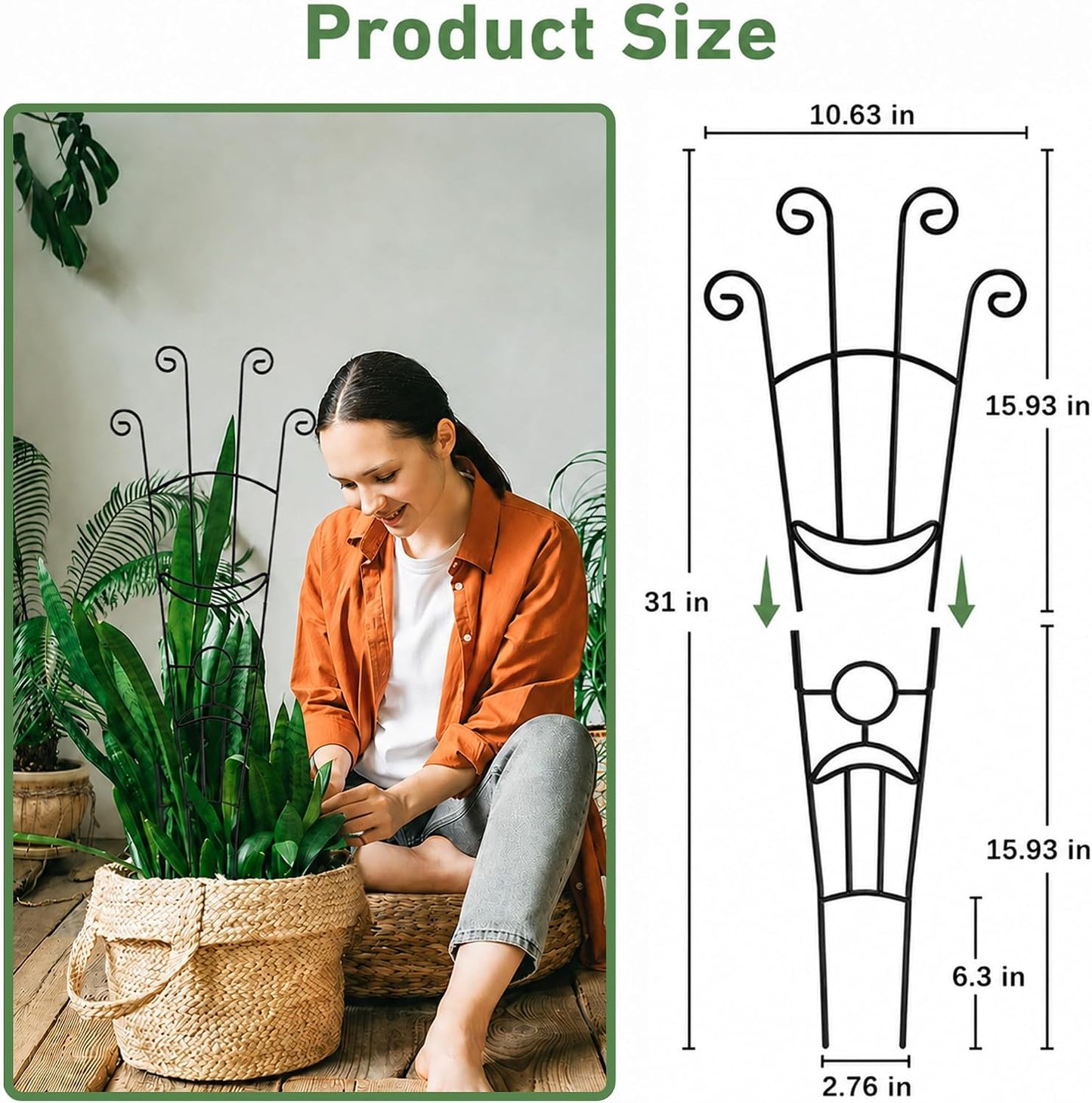 32.6in Plant Trellis for Climbing Plants Indoor Outdoor, Expandable Large Metal Garden Trellis for Potted Plants, Heavy-Duty Tall Pothos Plant Climber Support for Ivy Pothos Hoya Monstera, 2P