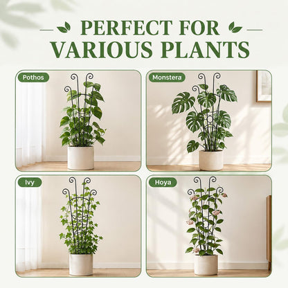 32.6in Plant Trellis for Climbing Plants Indoor Outdoor, Expandable Large Metal Garden Trellis for Potted Plants, Heavy-Duty Tall Pothos Plant Climber Support for Ivy Pothos Hoya Monstera, 2P