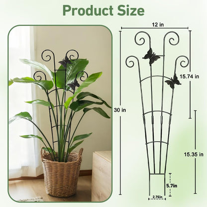 32.6in Plant Trellis for Climbing Plants Indoor Outdoor, Expandable Large Metal Garden Trellis for Potted Plants, Heavy-Duty Tall Pothos Plant Climber Support for Ivy Pothos Hoya Monstera, 2P