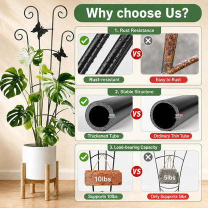 32.6in Plant Trellis for Climbing Plants Indoor Outdoor, Expandable Large Metal Garden Trellis for Potted Plants, Heavy-Duty Tall Pothos Plant Climber Support for Ivy Pothos Hoya Monstera, 2P