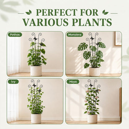 32.6in Plant Trellis for Climbing Plants Indoor Outdoor, Expandable Large Metal Garden Trellis for Potted Plants, Heavy-Duty Tall Pothos Plant Climber Support for Ivy Pothos Hoya Monstera, 2P