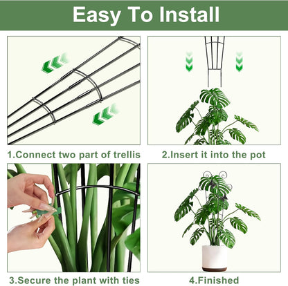 32.6in Plant Trellis for Climbing Plants Indoor Outdoor, Expandable Large Metal Garden Trellis for Potted Plants, Heavy-Duty Tall Pothos Plant Climber Support for Ivy Pothos Hoya Monstera, 2P