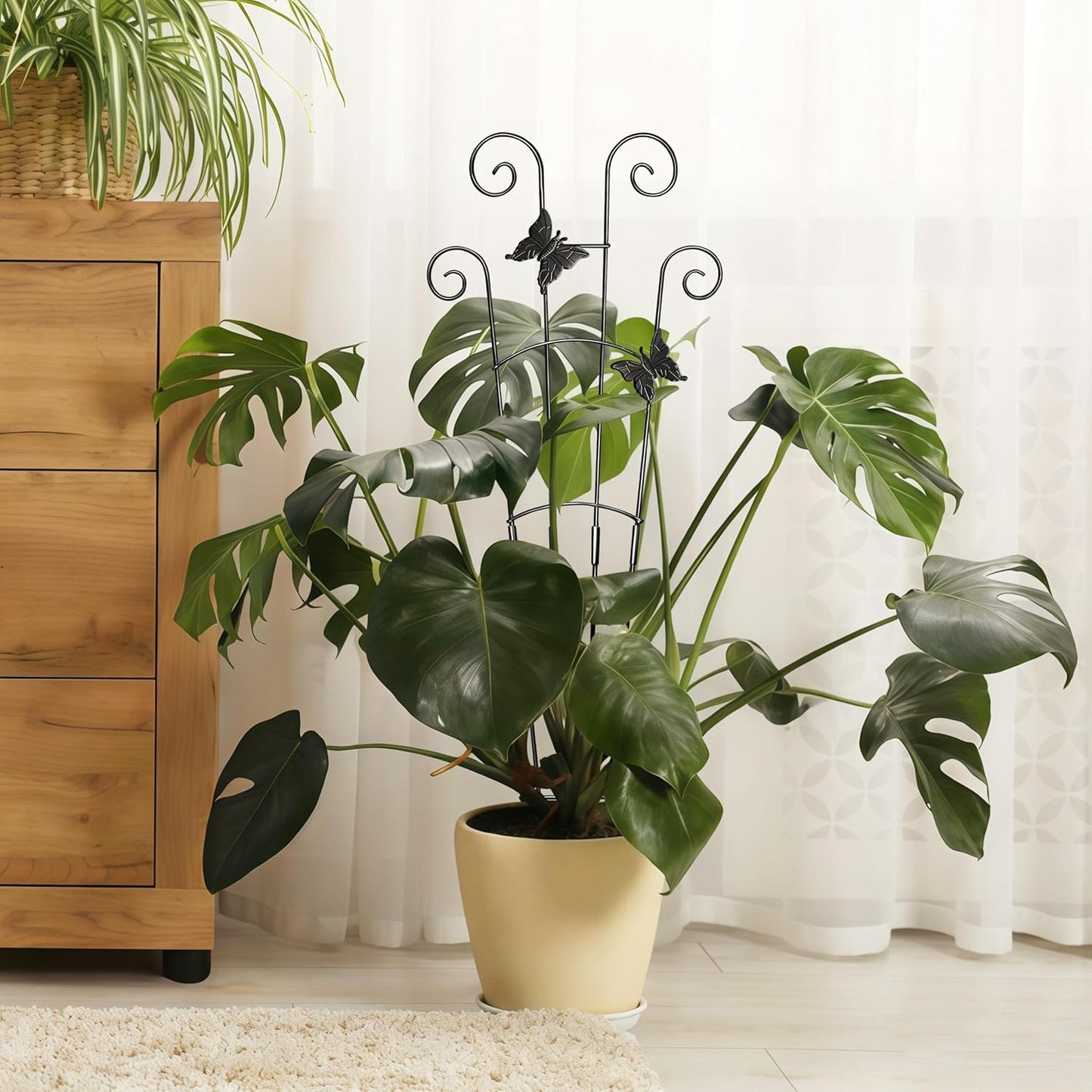 32.6in Plant Trellis for Climbing Plants Indoor Outdoor, Expandable Large Metal Garden Trellis for Potted Plants, Heavy-Duty Tall Pothos Plant Climber Support for Ivy Pothos Hoya Monstera, 2P