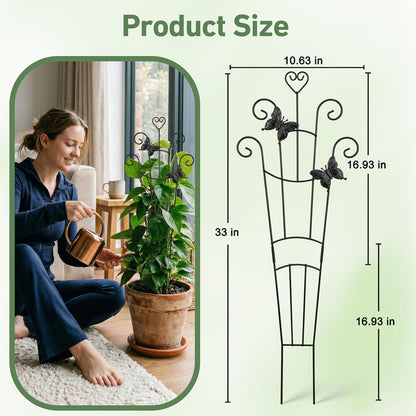 32.6in Plant Trellis for Climbing Plants Indoor Outdoor, Expandable Large Metal Garden Trellis for Potted Plants, Heavy-Duty Tall Pothos Plant Climber Support for Ivy Pothos Hoya Monstera, 2P