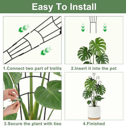 32.6in Plant Trellis for Climbing Plants Indoor Outdoor, Expandable Large Metal Garden Trellis for Potted Plants, Heavy-Duty Tall Pothos Plant Climber Support for Ivy Pothos Hoya Monstera, 2P