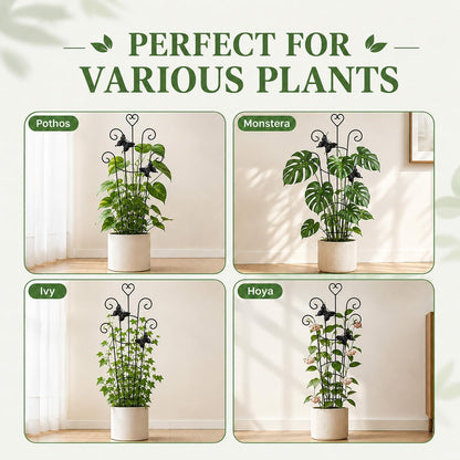 32.6in Plant Trellis for Climbing Plants Indoor Outdoor, Expandable Large Metal Garden Trellis for Potted Plants, Heavy-Duty Tall Pothos Plant Climber Support for Ivy Pothos Hoya Monstera, 2P