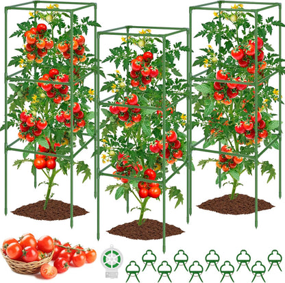 3 Pack Square Tomato Cages, 50in Plant Stakes Support Cages Trellis