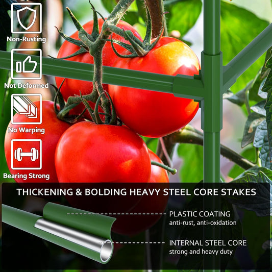 3 Pack Square Tomato Cages, 50in Plant Stakes Support Cages Trellis