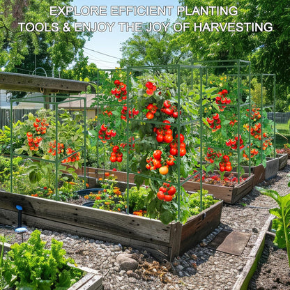 3 Pack Square Tomato Cages, 50in Plant Stakes Support Cages Trellis