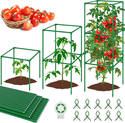 3 Pack Square Tomato Cages, 50in Plant Stakes Support Cages Trellis