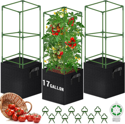 3 Pack Square Tomato Cages, 50in Plant Stakes Support Cages Trellis