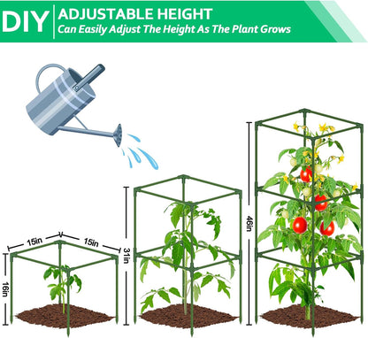3 Pack Square Tomato Cages, 50in Plant Stakes Support Cages Trellis
