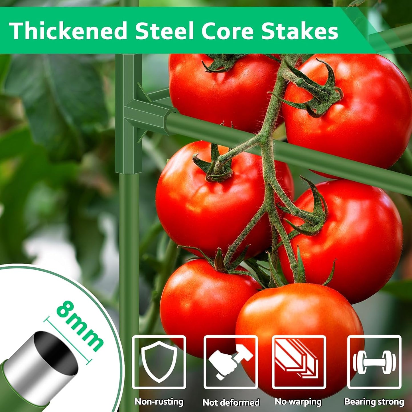 3 Pack Square Tomato Cages, 50in Plant Stakes Support Cages Trellis