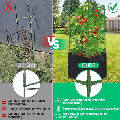 3 Pack Square Tomato Cages, 50in Plant Stakes Support Cages Trellis