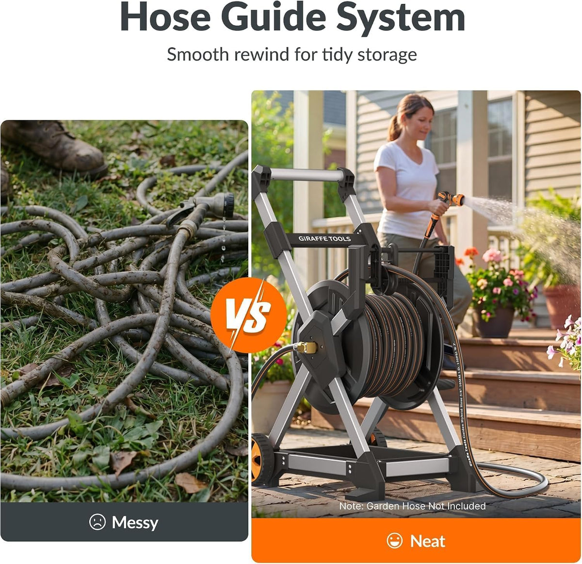 Garden Hose Reel Cart,125FT 5/8" Hose Capacity with Storage Basket